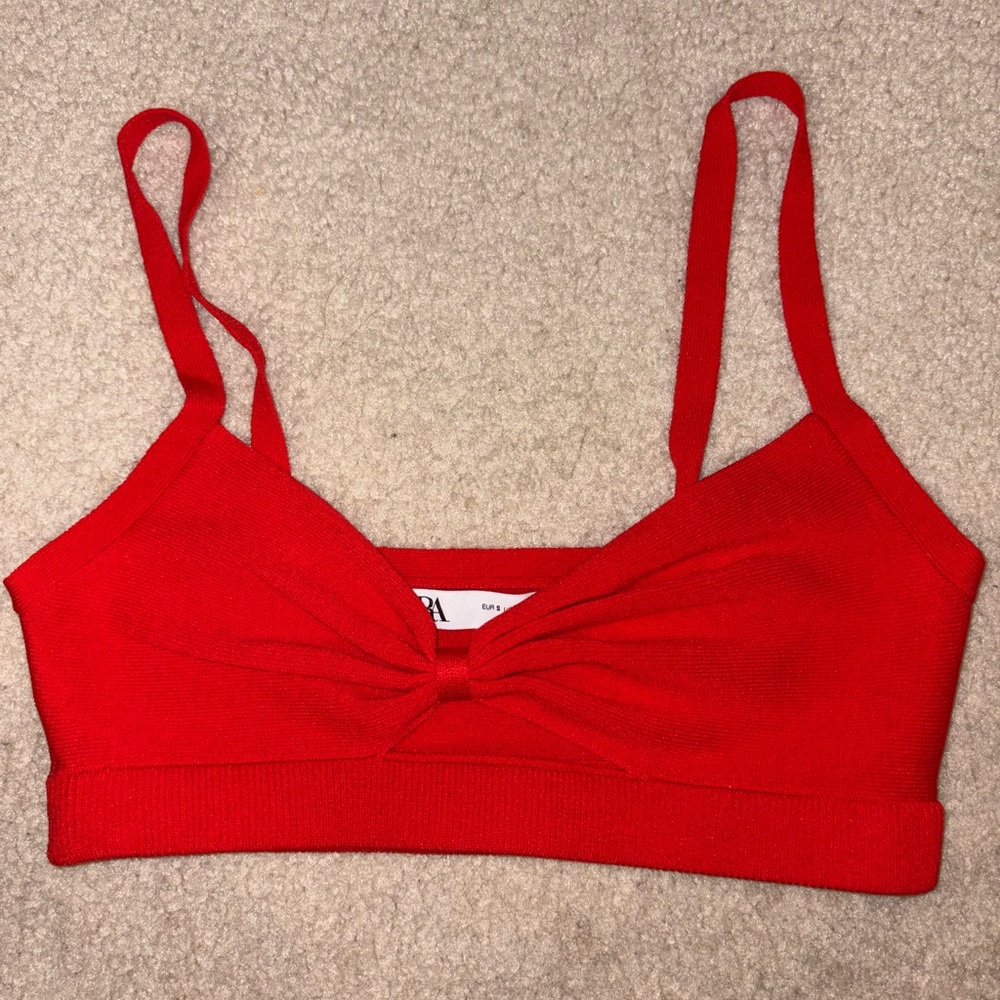 Zara Scarlet Knotted cropped top